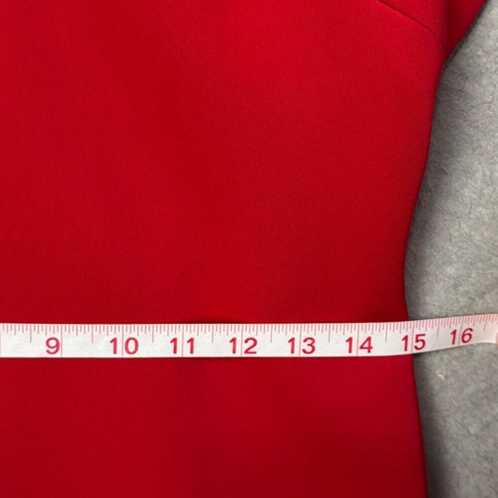 Calvin Klein Red Scuba Knit Dress Ruffle V-Neck Sleeveless Officesiren Staple 4 - Picture 5 of 9